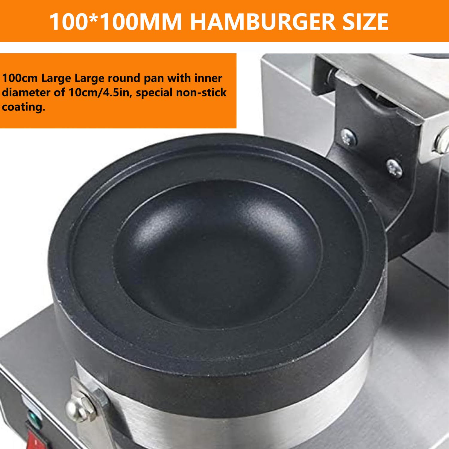 Macchina professionale elettrica per gelato, hamburger e waffle con controllo della temperatura e timer, rivestimento antiaderente per preparare panini e sandwich perfetti.,
