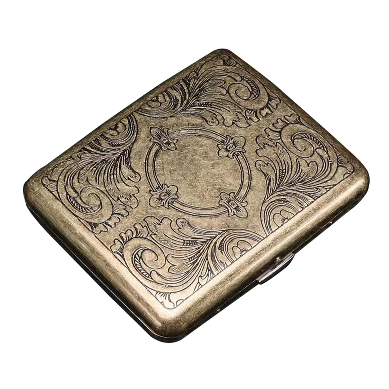 Lorxilar B Cigarette Case Retro Metal Cigarettes Case Holder Double Sided Spring Clip Open Pocket Holder 20 Capacity,One Size,