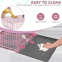 Vista 5 de Jaula para perros de 48 pulgadas, jaulas plegables de alambre mental, jaulas para perros grandes, para exteriores, interiores, mascotas, XL, con Rosa