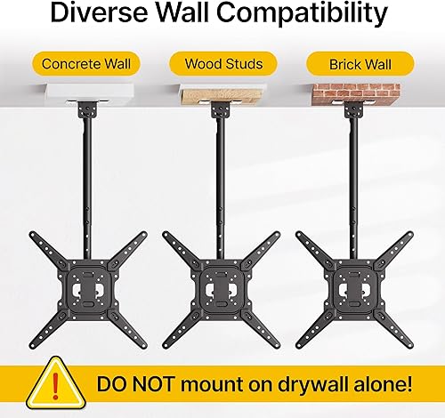 Miniatura 7 de monTEK Soporte de TV de techo para pantallas planas de 23 a 55 pulgadas, soporte de TV de techo ajustable colgante que se adapta a la mayoría de