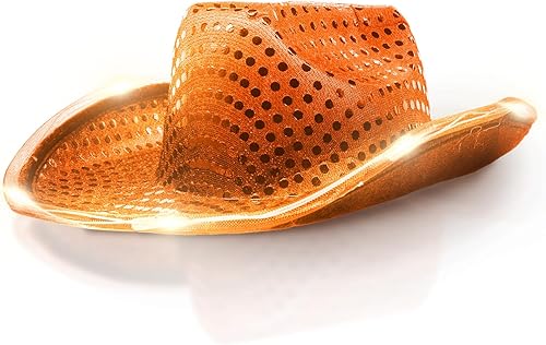 Windy City Novelties Sombrero de vaquero de lentejuelas con luz LED
