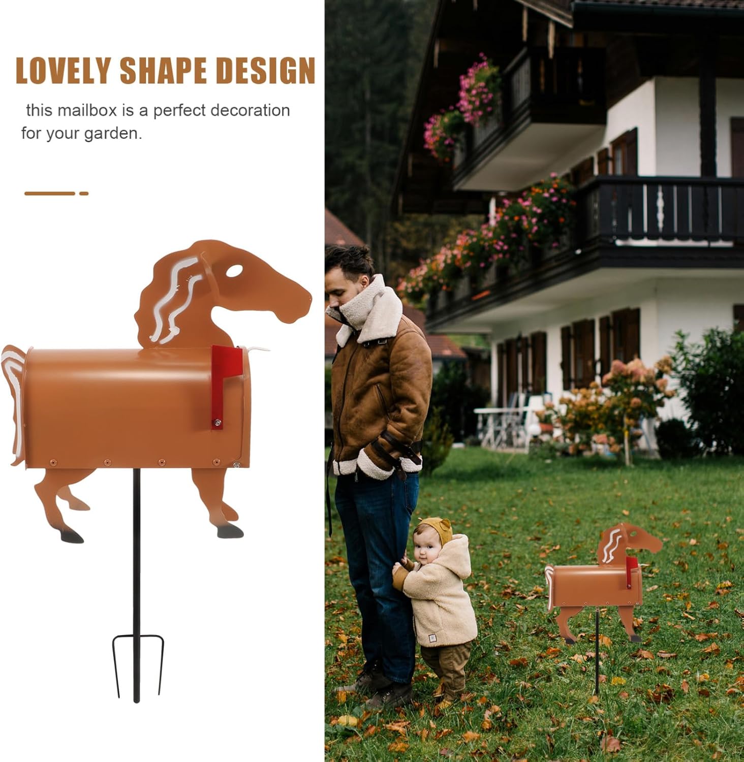 Farmhouse Style Mailbox Capacity Horse Mailbox Adorable Outdoor Mail Organizer