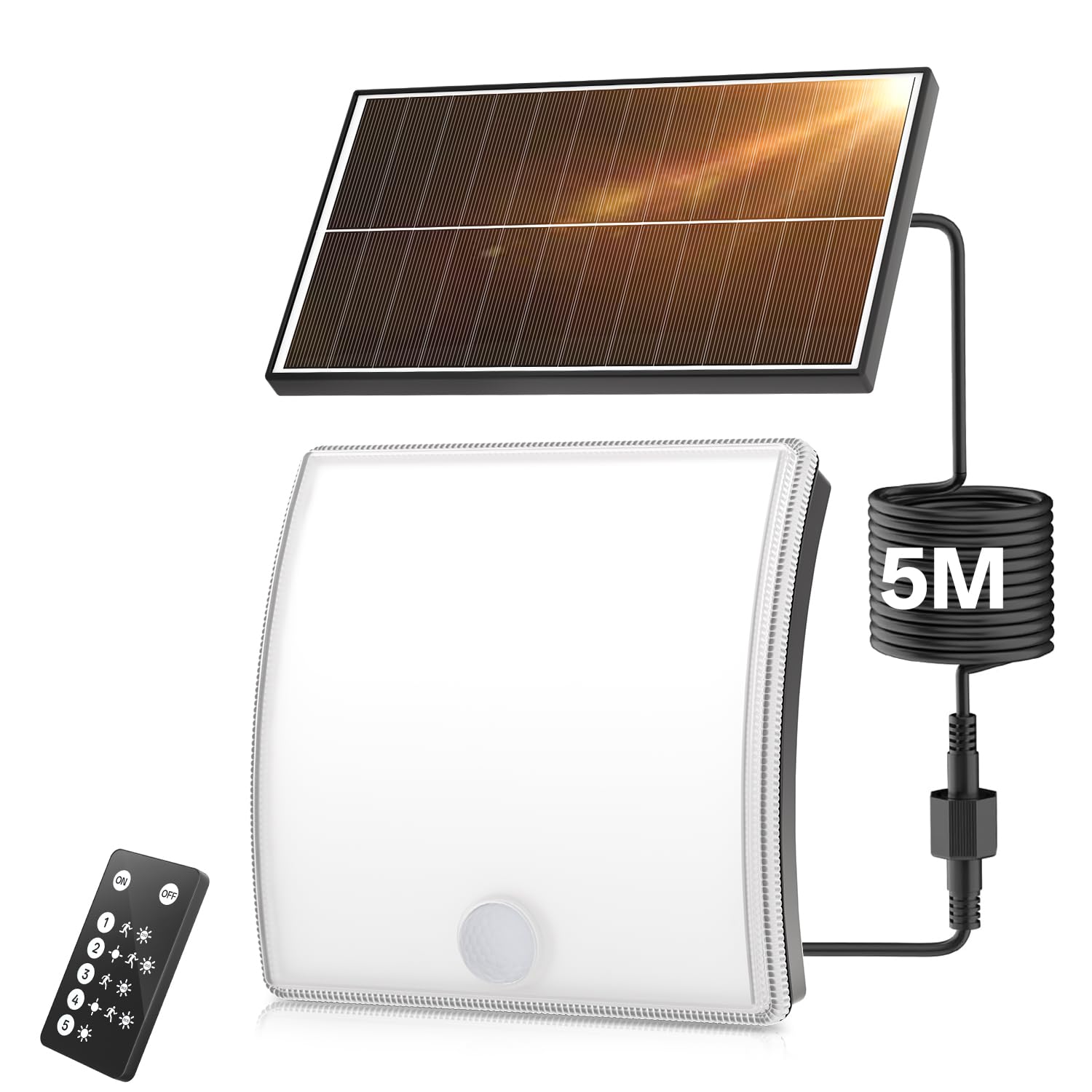 Foco Solar Exterior, Luz Con Sensor De Movimiento, Y 5 Modos, Con Mando A Distancia,Resistente Al Agua Ip65,8500k Luz Solar Exterior Jardin Patio Del Garaje Global Recycled Standard Global Recycled Standard Global Recycled Standard