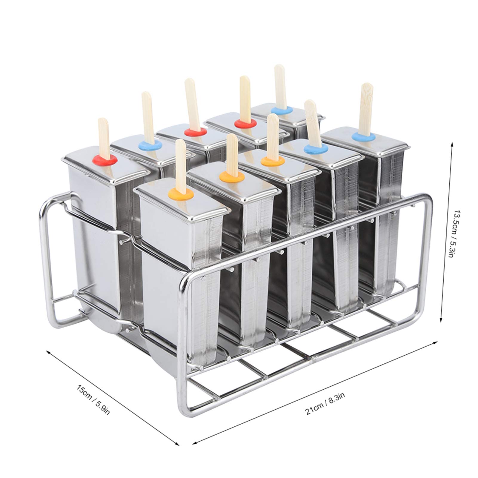 Naroote Juego de 10 Moldes para Helado, Moldes para Paletas de Acero Inoxidable de Primera Calidad para Golosinas Congeladas DIY, Diseño de Cabeza Redonda, Apto para Familias