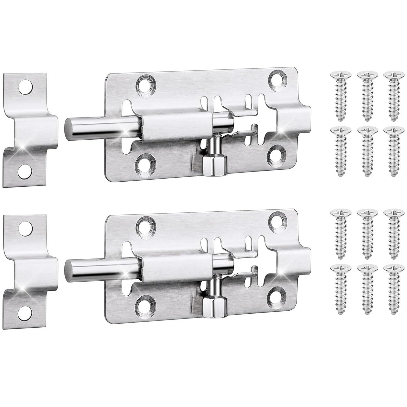 2Pcs Barrel Bolt Latch Slide Thickened Door Lock with Screws for Window Cabinet for Door