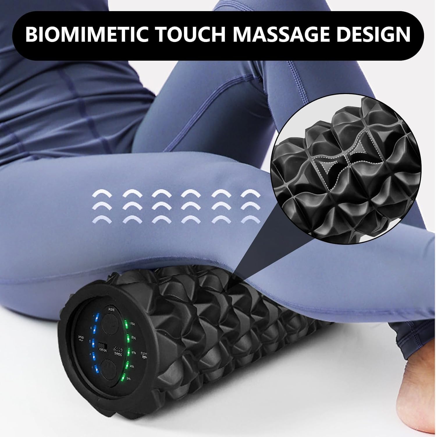 Rullo Fasciale Elettrico Con Vibrazione con 5 Velocità Versatile Rullo Massaggiante Elettrico Ricaricabile Massaggiatore Sportivo Vibrante Massaggio Del Punto Di Innesco Per Casa Yoga