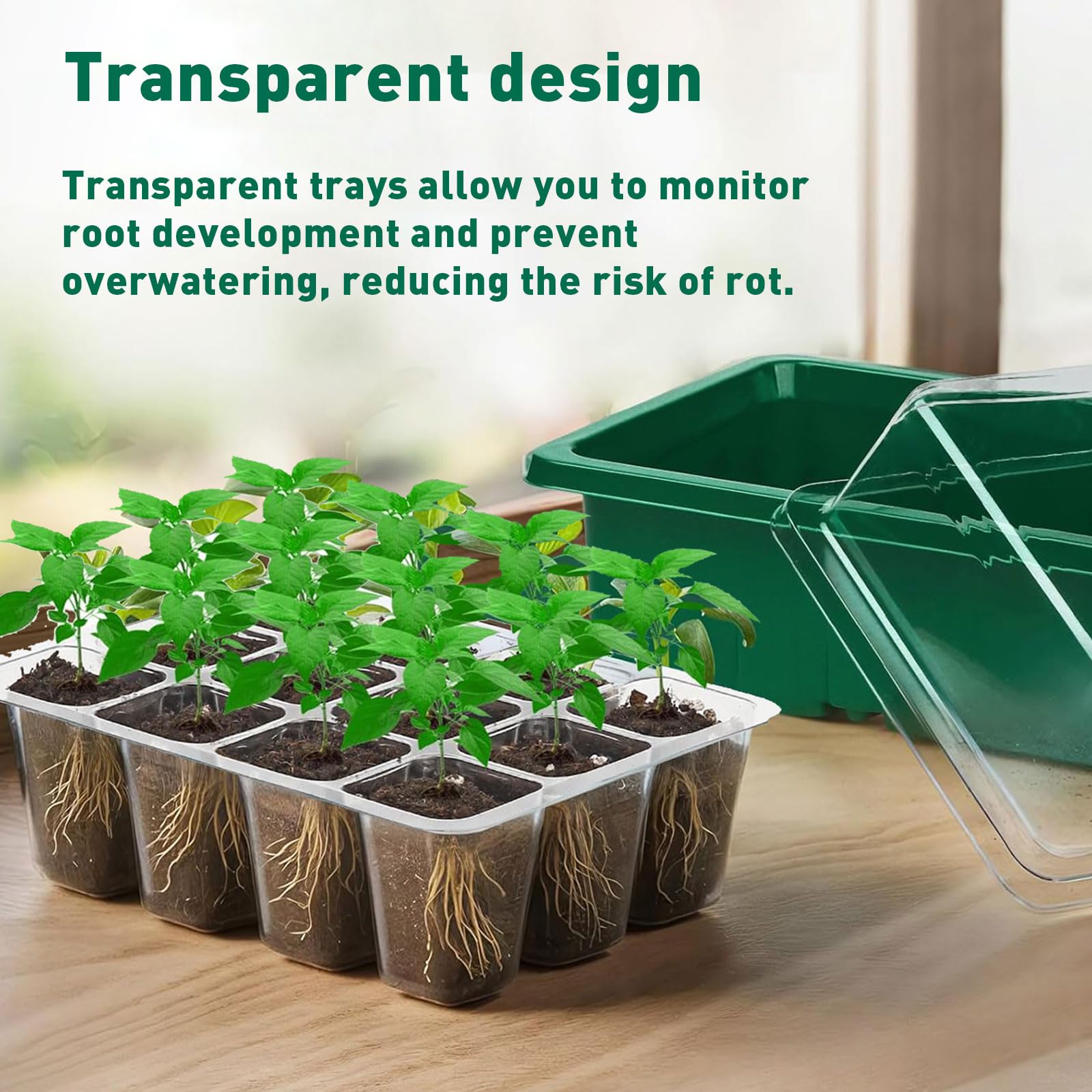 Seed Trays - 10 Pack 120 Cells Propagator Growing Thicken Seedling Starter Growing Trays with Clear Lids, Tools & Labels for Greenhouse & Gardens(10 Set) — view 6