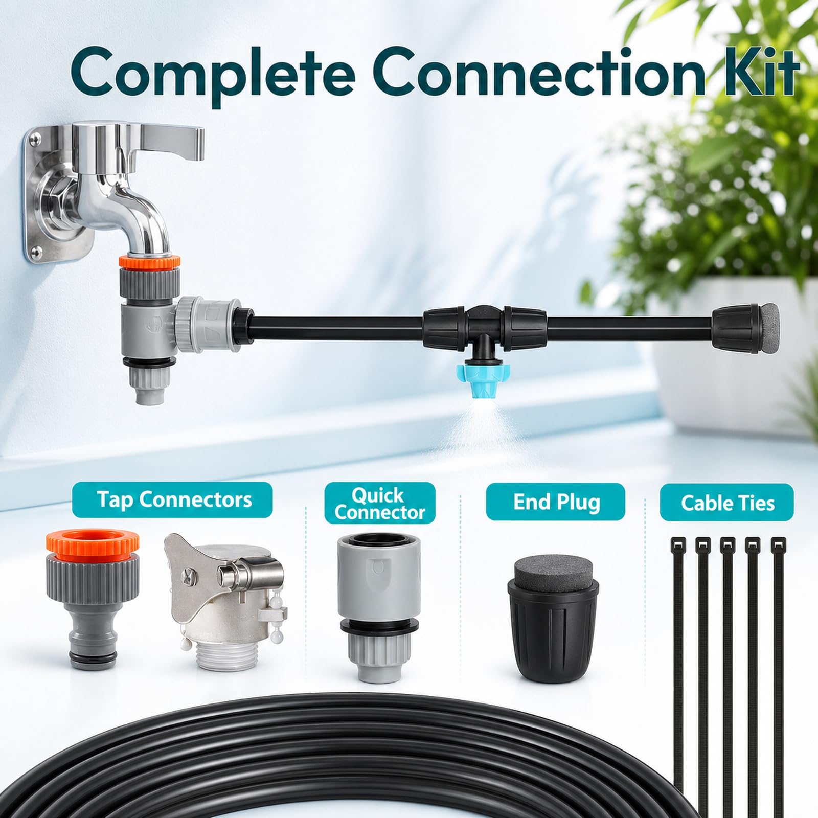 Nebulizzatore per Terrazza Esterno,Kit Irrigazione A Goccia,Kit Irrigazione Goccia Giardino,Leak-Proof And Rust-Proof,Wear-Resistant,for Patios And Potted Plants