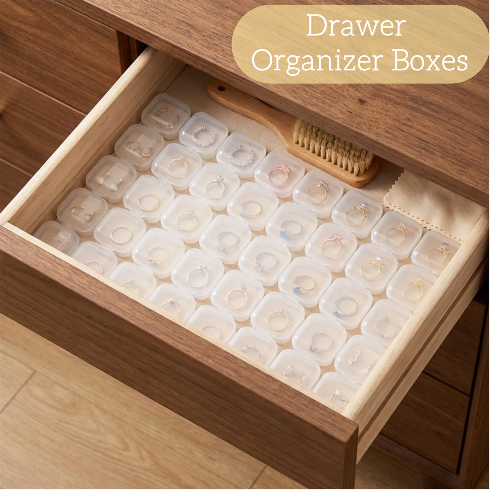 Dicunoy 200 mini scatole di plastica trasparente, piccole scatole per gioielli con coperchi incernierati, scatole per anelli, scatole portatili per orecchini, collane, accessori fai da te