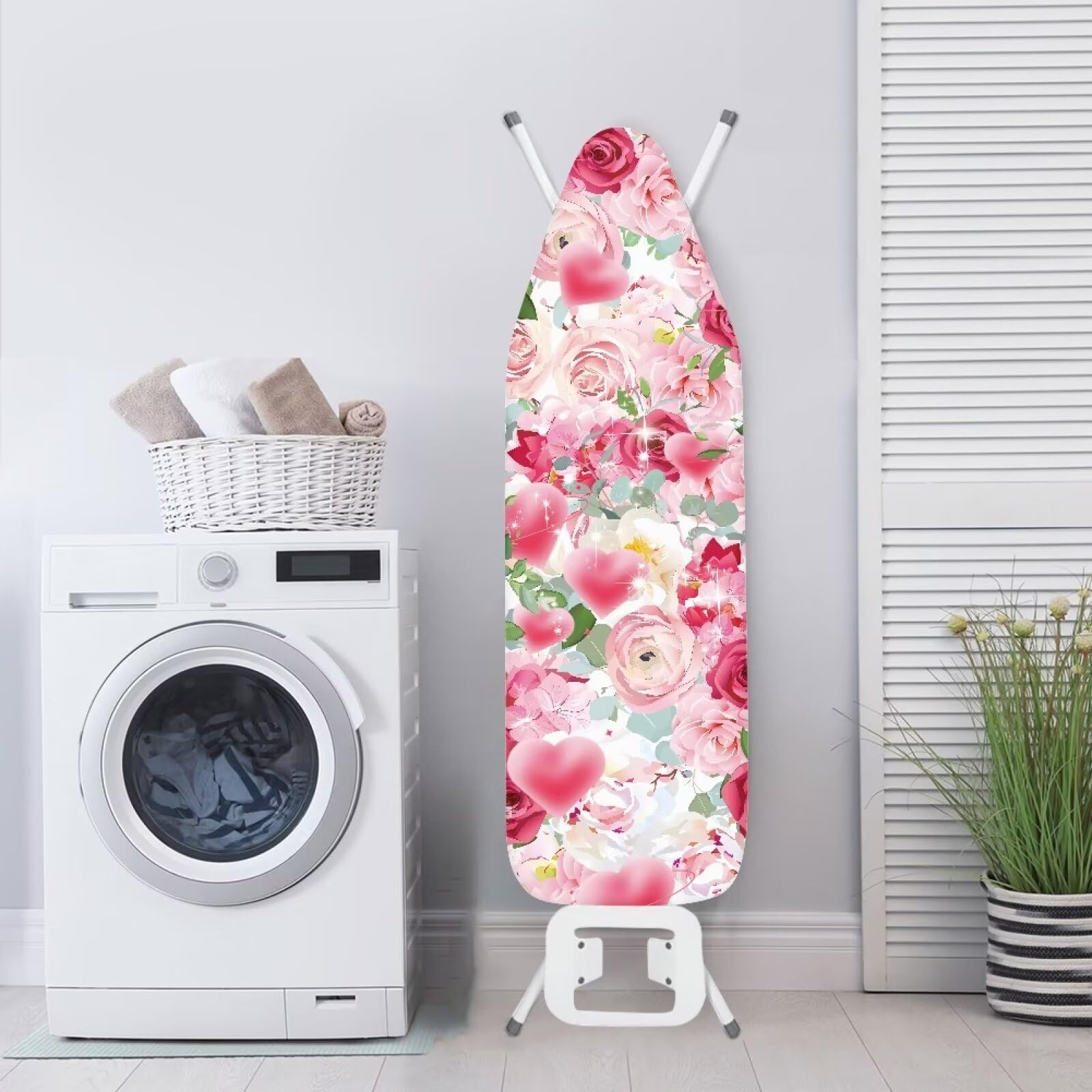 Amazon.com: COEQINE Rose Floral Print Ironing Board Cover, Pink