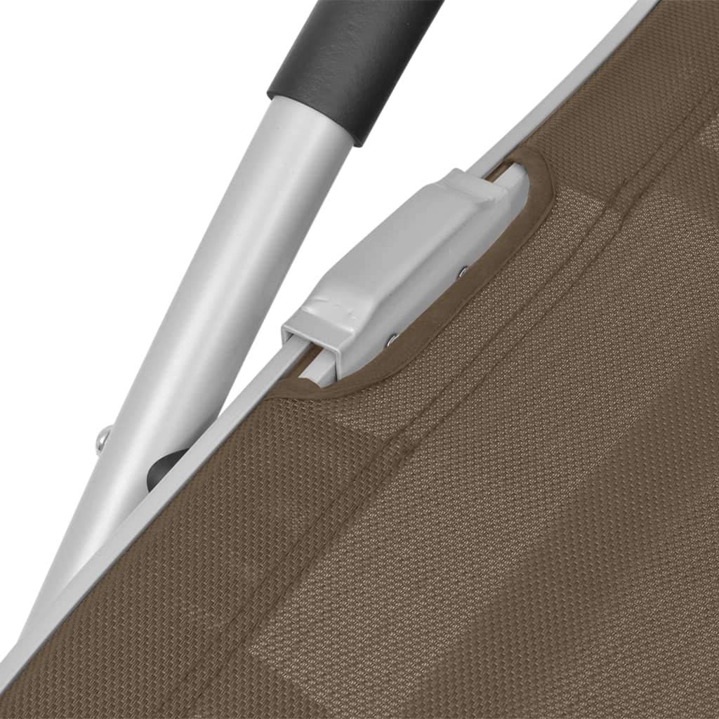 Leżak z poduszkami z aluminium i tekstylenu w kolorze taupe, do ogrodu, na taras i basen, regulowany, odporny na warunki atmosferyczne, ergonomiczny, składany, trwały, łatwy w montażu