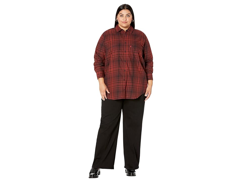 Levi's(r) Womens Hasina Tunic (Marion Plaid Fired Brick) Women's Blouse INTERNATIONAL SHIPPING