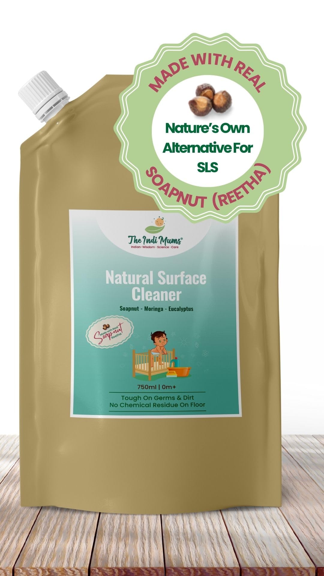 The Indi Mums Reetha-Neem Natural Floor & Surface Cleaner- Baby Safe and Pet Friendly, Herb-based, Antibacterial and Hypoallergenic, All Floor & Surface Types - 750 ML (B0DC13GZDP) Amazon Price History, Amazon Price Tracker