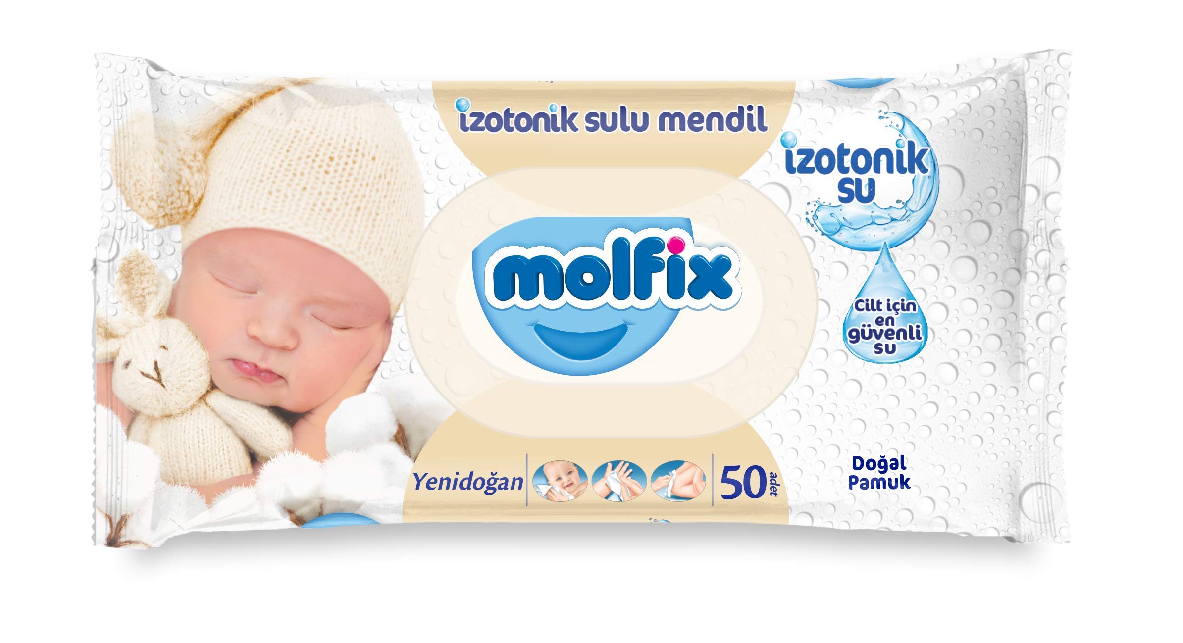 Molfix Yenidoğan İzotonik Sulu Islak Havlu, 50 Yaprak