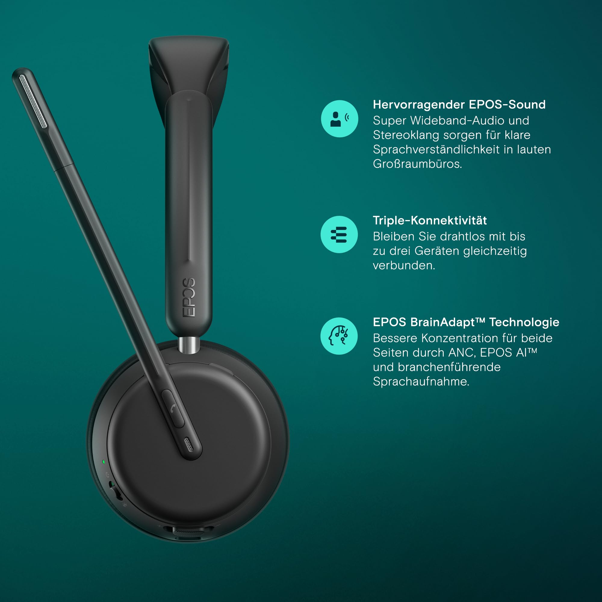 Epos IMPACT 1030 Einseitiges kabelloses Headset mit Mikrofon für PC – Überlegene Klangqualität – Bild 3