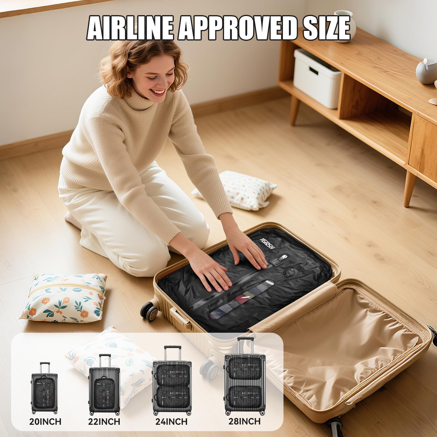 Vacuum Bags for Travel, Waterproof Compression Bags with Wireless Lockable Pump, Reusable Vacuum Packing Cubes Compatible with Suitcase, Luggage, Backpack (2, Black, 36L) - Image 6