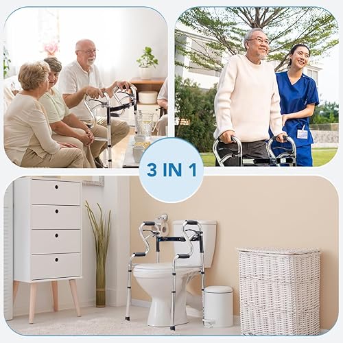 Miniatura 6 de Health Line Massage Products - Andador plegable 3 en 1 con ruedas delanteras de 5 pulgadas, ancho ajustable, compacto, estándar, soporta hasta 350