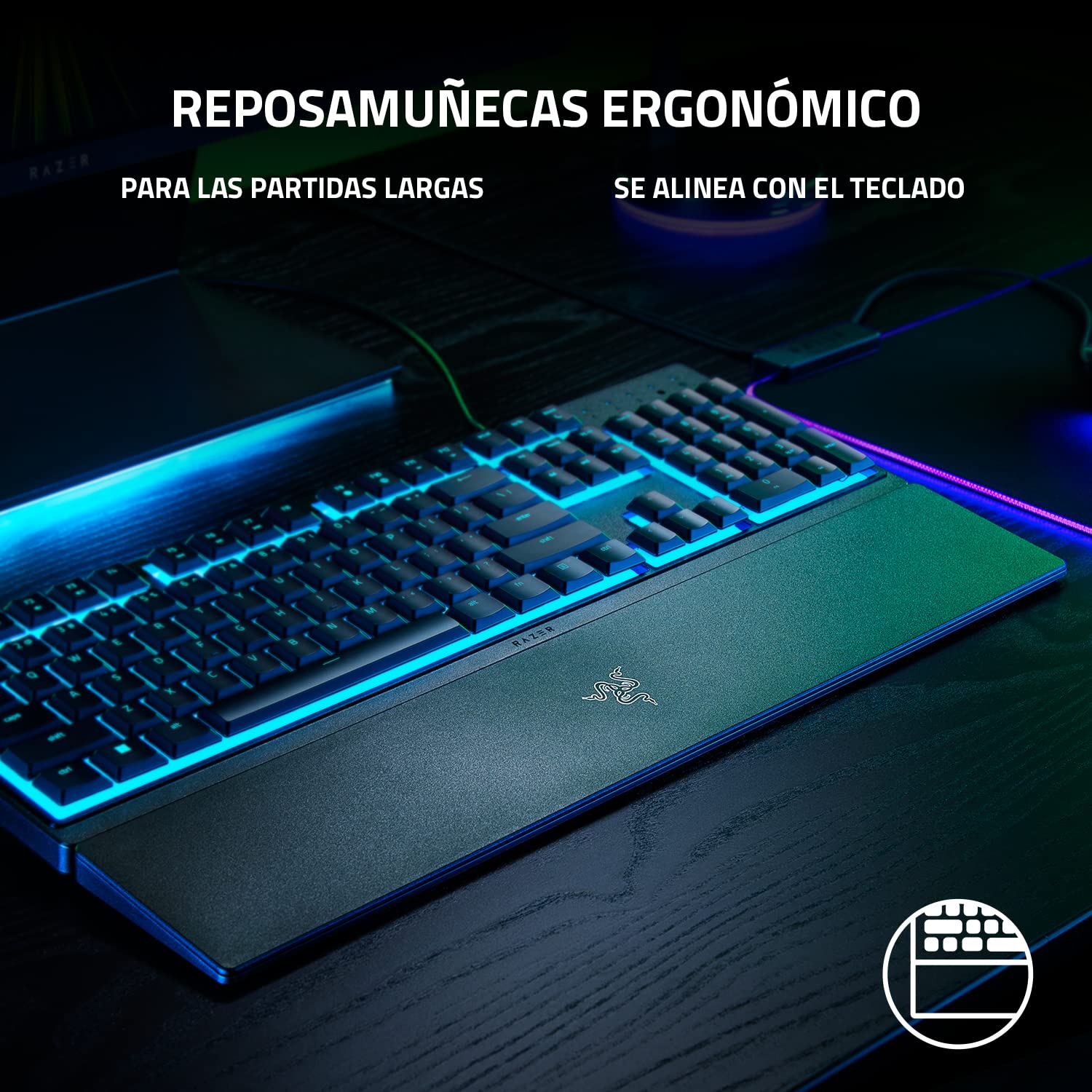 Razer Ornata V3 X - Niskoprofilowa klawiatura membranowa z Razer Chroma RGB (hybrydowy przełącznik membranowy, ergonomiczna podpórka pod nadgarstki) Układ ES | Czarny