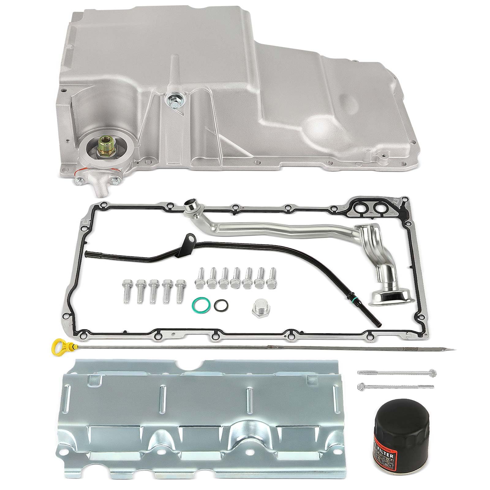 A-Premium 12628771 5Qts Aluminum Swap LS Engine Oil Pan Kit Low Profile Compatible with 1998-2018 GM F-Body, Chevy Camaro, Pontiac Firebird & 4.8L 5.7L 6.0L 8.1L LS1 LS6 L92 LQ4 LQ9