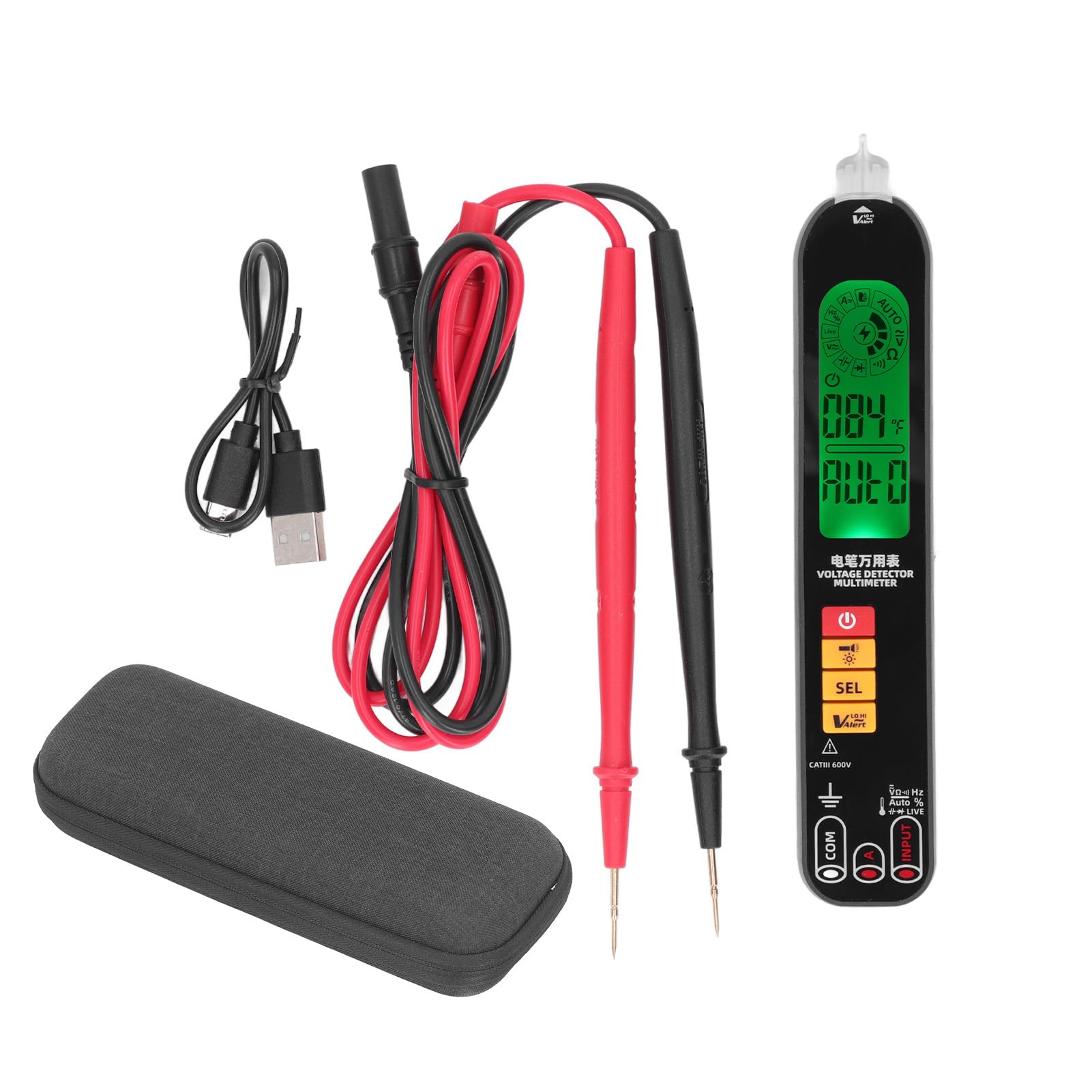 Medidor eléctrico digital multímetro tipo pluma con pantalla LCD retroiluminada por inducción NCV para identificación de cables encendidos Detección de punto de ruptura