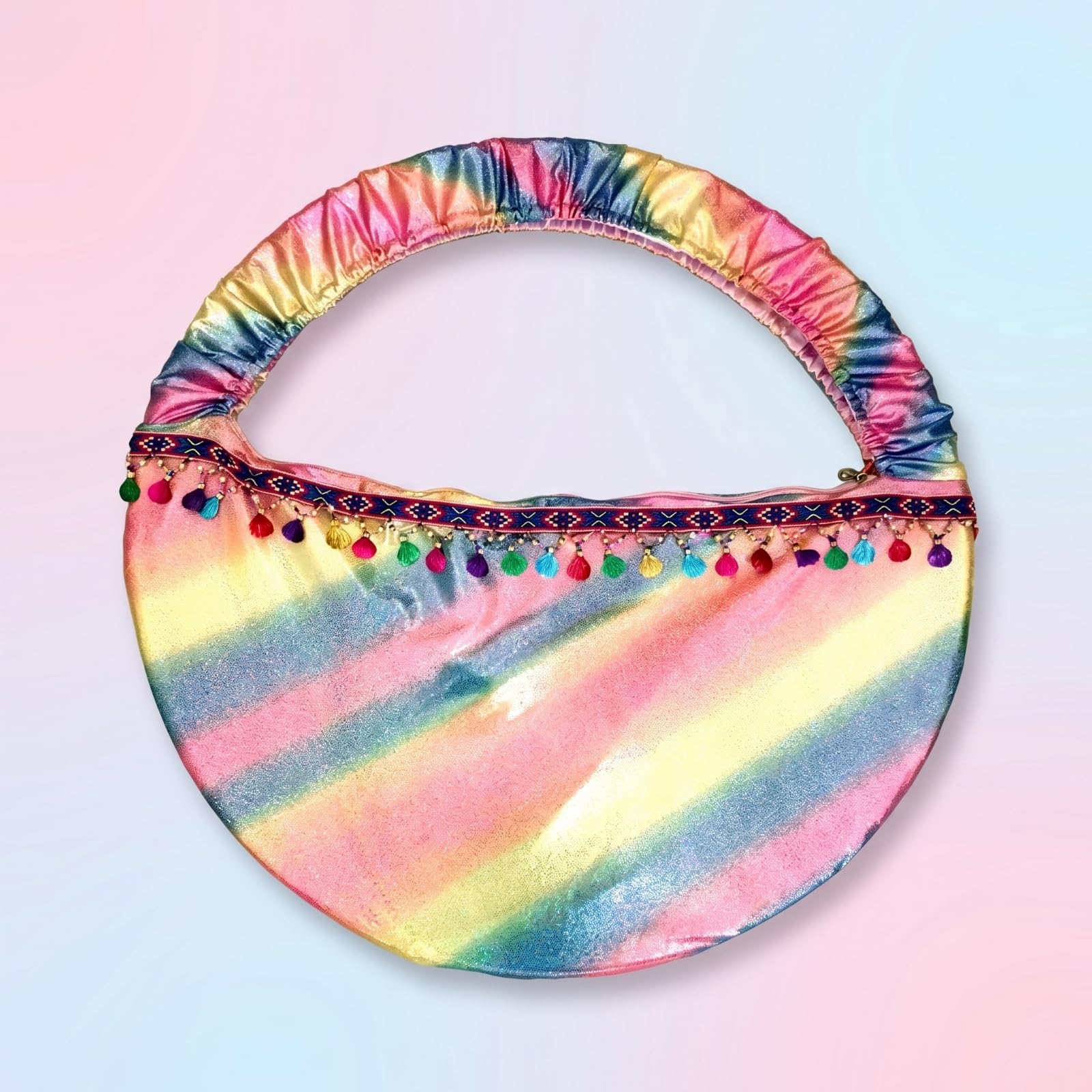 Ronyme Gymnastik Aufbewahrungstasche Tanz Tasche Sporttasche Tragetasche Handtasche mit Reißverschlussfach Und Fester Form aus Stoff für Mädchen Frauen, Array, Regenbogen-Muschel, M