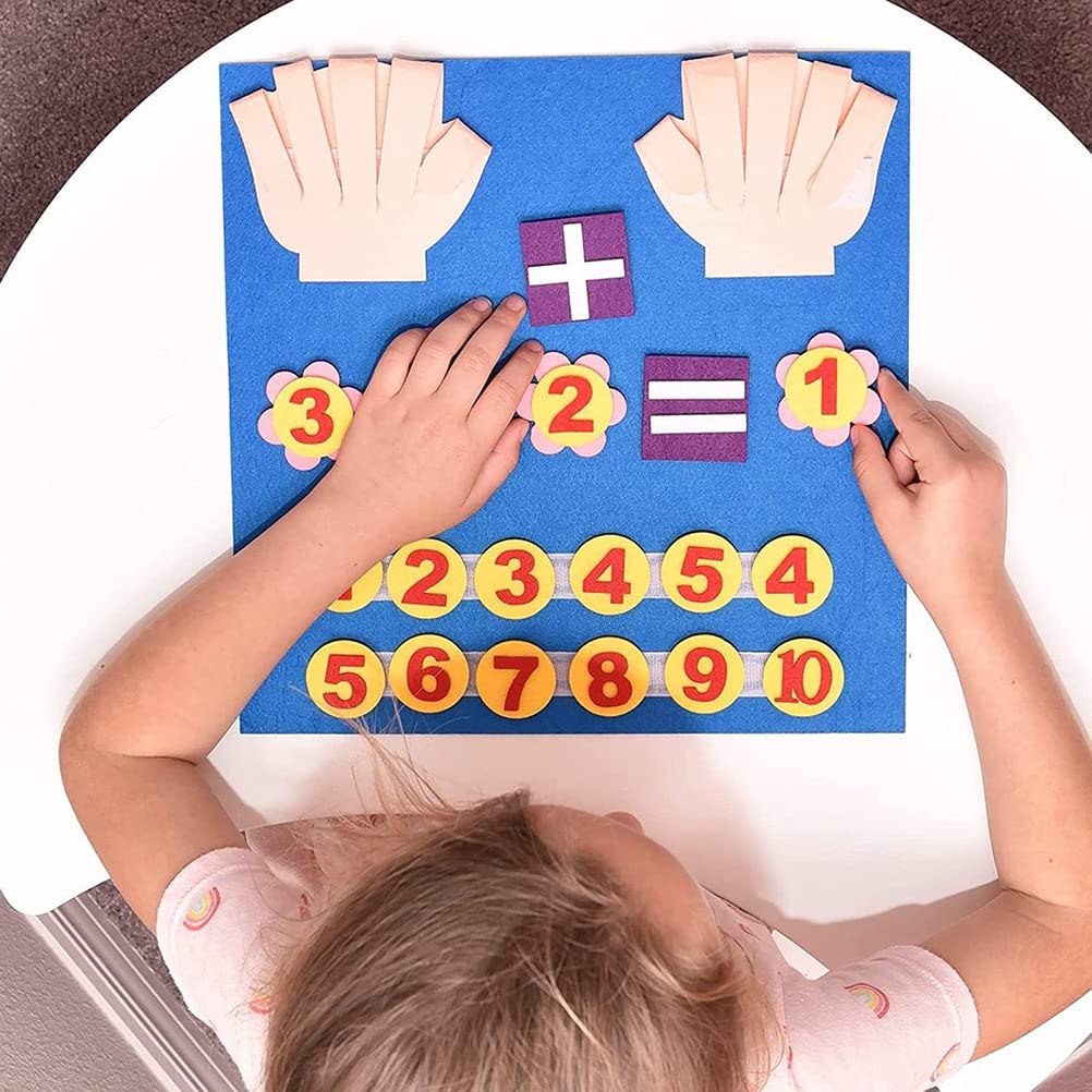 TARSHYRY Giocattolo per Contare la Lavagna in Feltro per Bambini, Aiuto per l'apprendimento dei Numeri, Strumento Educativo per la Scuola Materna e Prescolare (BLUE)