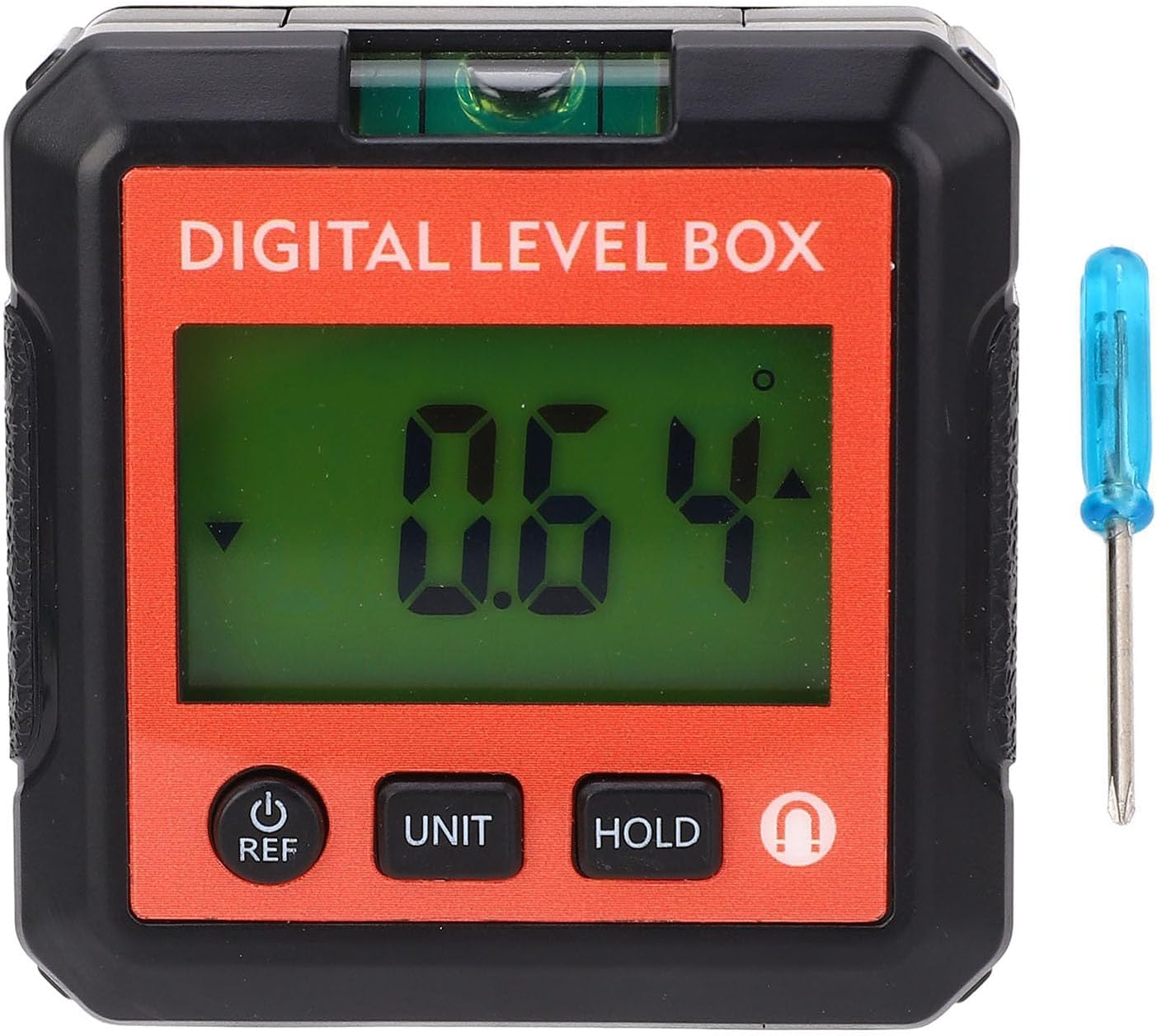 4 X 90° Digital Angle Finder Magnetic Protractor Inclinometer Angle Cube Level Box for Woodworking Construction (Orange)