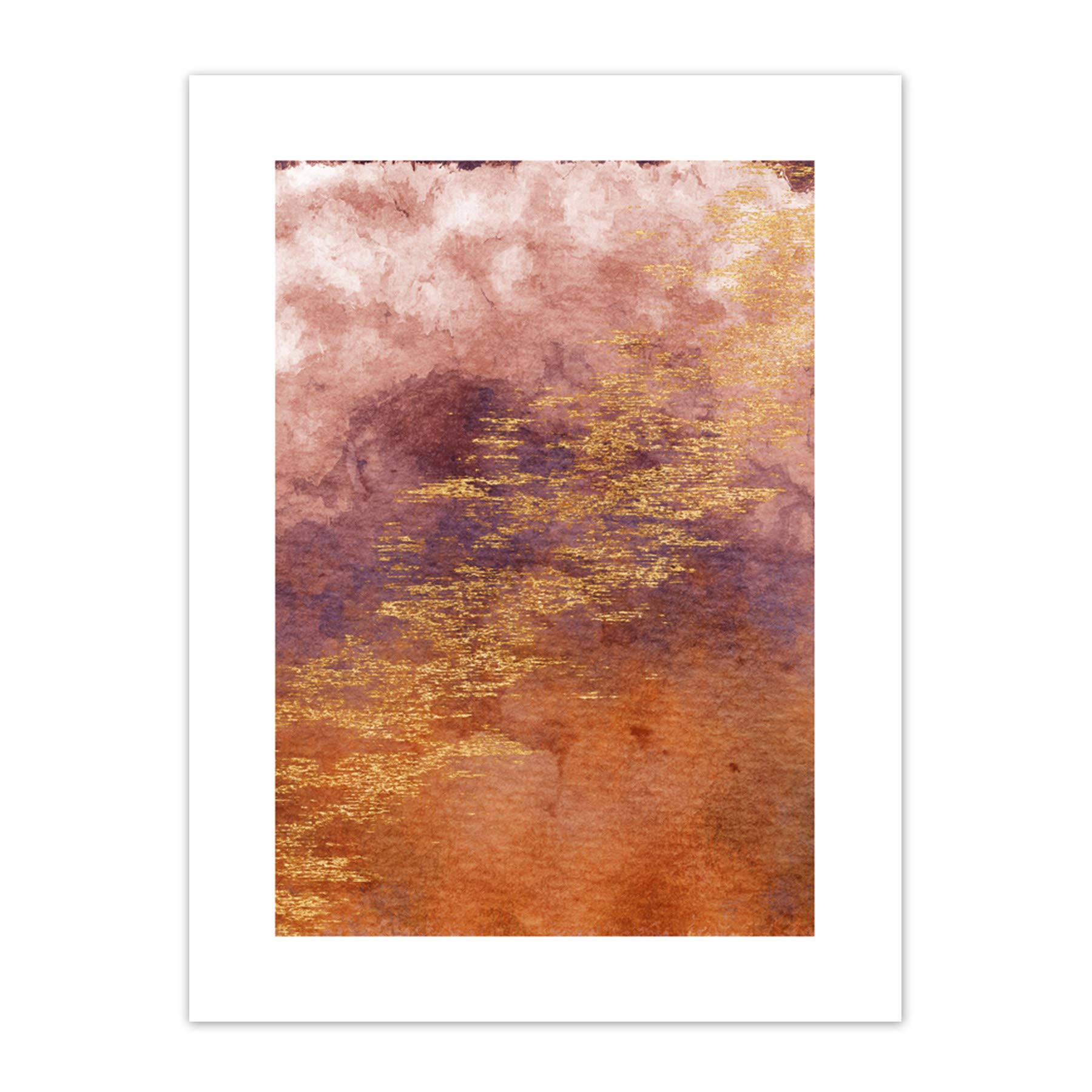 Wee Blue Coo Abstract Orange Purple Gold Watercolour Art Print Canvas Premium Wall Decor Poster