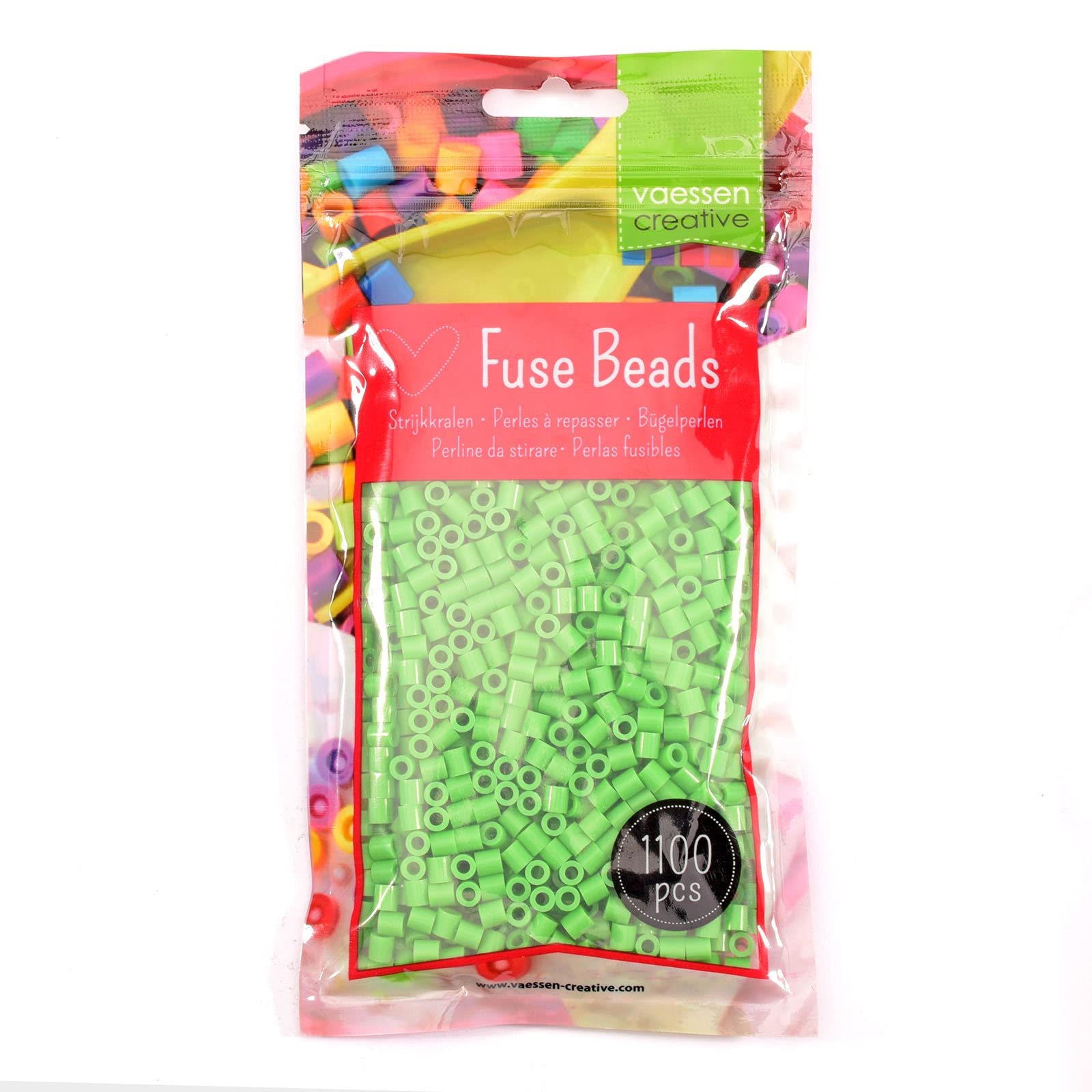 Vaessen Creative Perlas Fusibles, Verde Claro, Set de 1100 Piezas DIY para Niños, Creación de Joyas, Decoraciones Hechas en Casa y Otras Ideas de Manualidades, 5mm