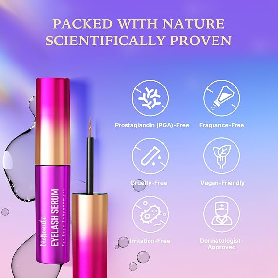 VieBeauti Lash Serum for Eyelash Growth: Eyelash Growth Serum with Advanced Formula to Boost Longer Fuller and Thicker Looking Lashes - Vegan & Cruelty-Free for Sensitive Eyes 2mL