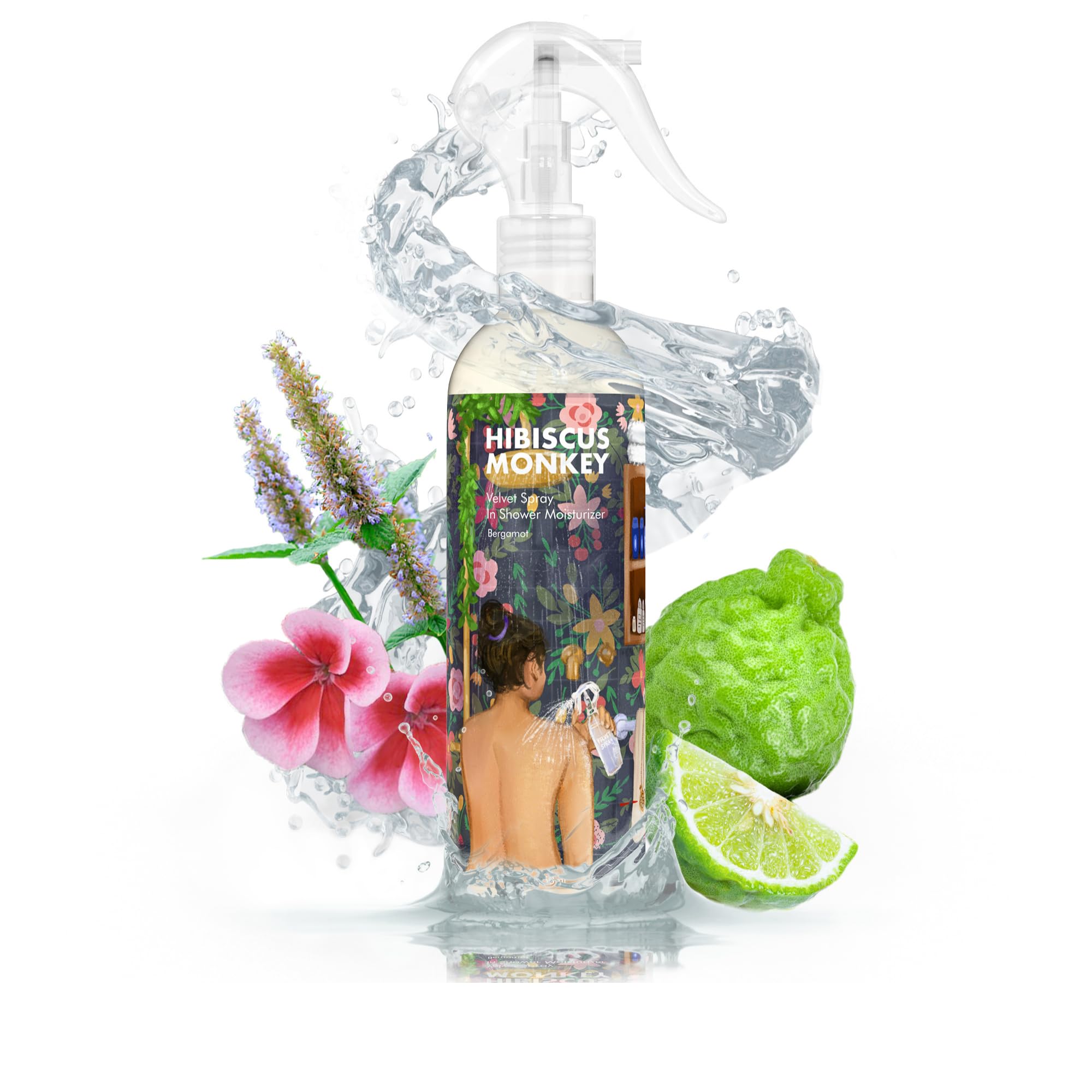 Hibiscus Monkey Velvet Spray Bergamot In Shower Body Moisturizer | Coconut Milk Oil, Bergamot |Moisturizes, Reduces Dryness, Soothes KP|All Natural |Lightweight, Non-Sticky|Dermatologist Tested|250 ML-picture-39