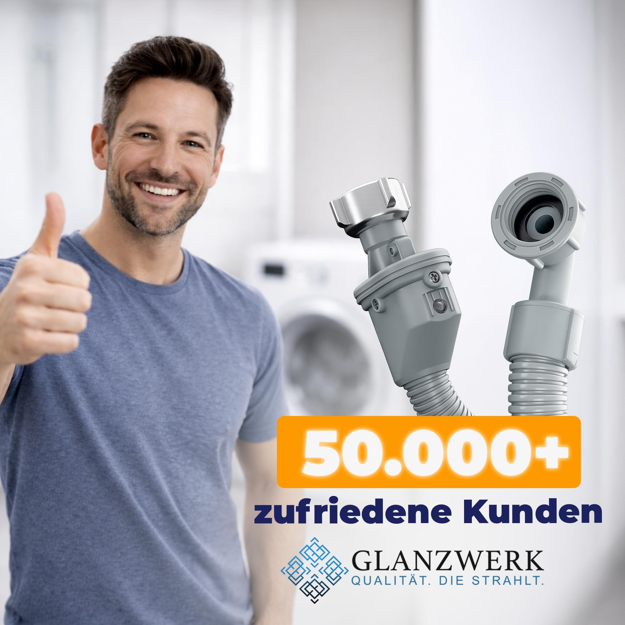 Zulaufschlauch mit Aquastop 1,5 m – Waschmaschinenschlauch & Spülmaschinenschlauch – 3/4 Zoll Metallgewinde – inkl. gratis Ersatzsieb- robuster Schlauch - einfache Montage