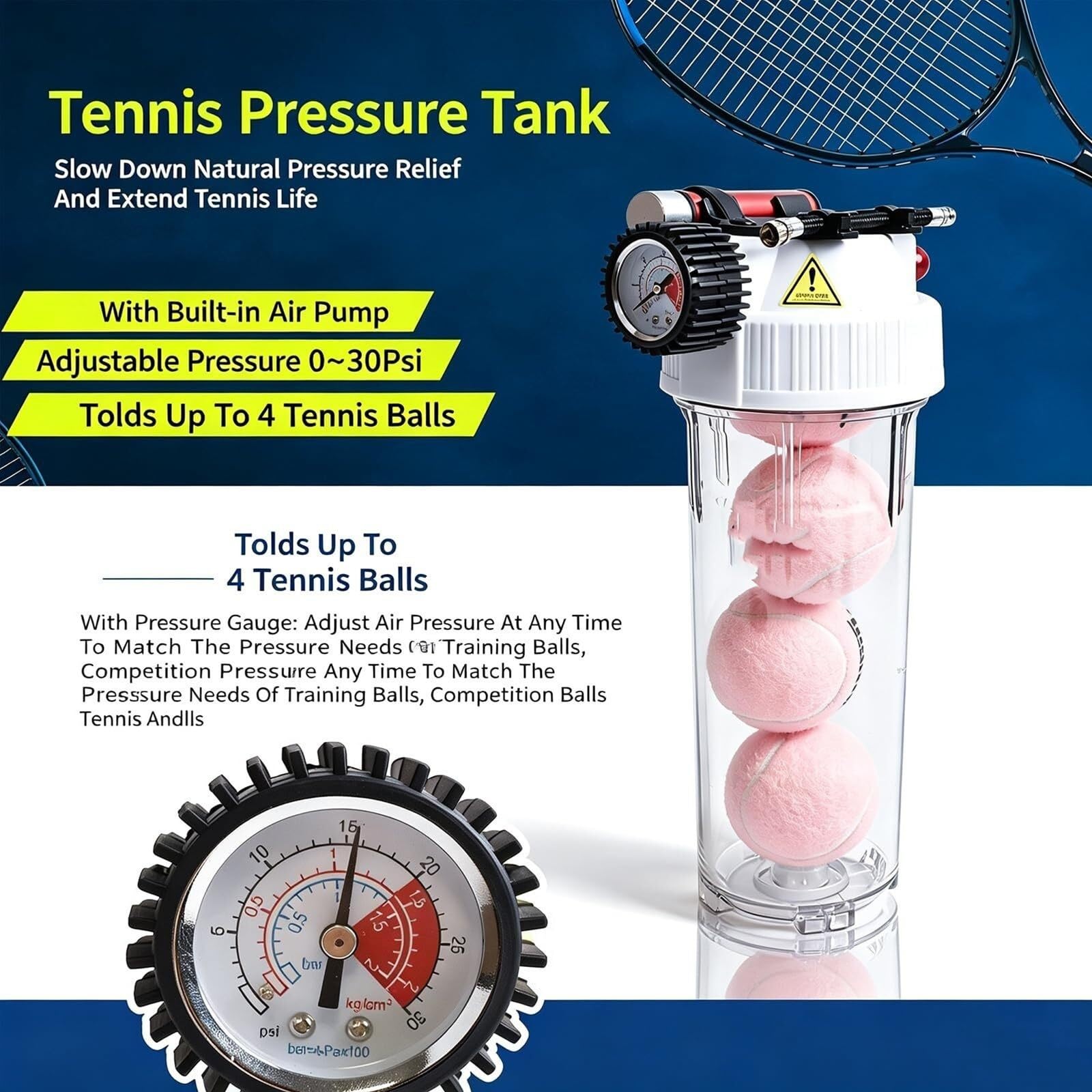 Boîte pressurisée pour balles de Tennis, capacité 4/8/12