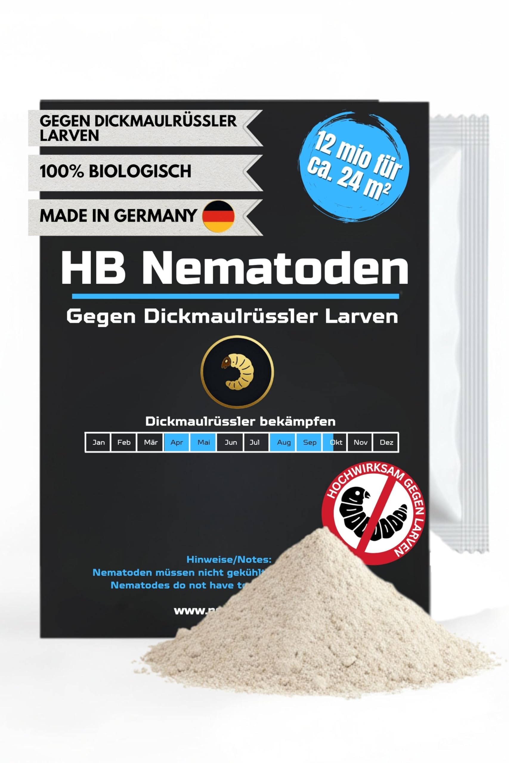 Nematoden 12 mio für 24 m² gegen Dickmaulrüssler Larven biologische Schädlingsbekämpfung bei Larven und Engerlingen schädlicher Käfer