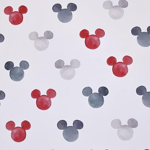 Miniatura 5 de Disney Mickey Mouse - Sábana bajera ajustable para cuna, color negro, blanco, gris y rojo con orejas de Mickey