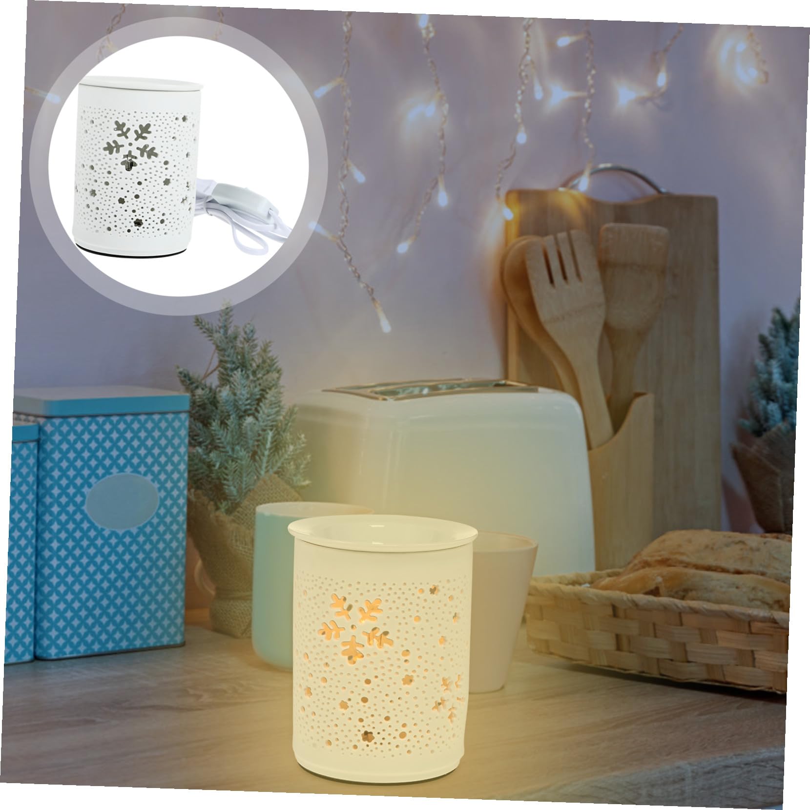 Elektrische Duftlampe aus Keramik, Rundes Muster, 25 W für Aromatherapie