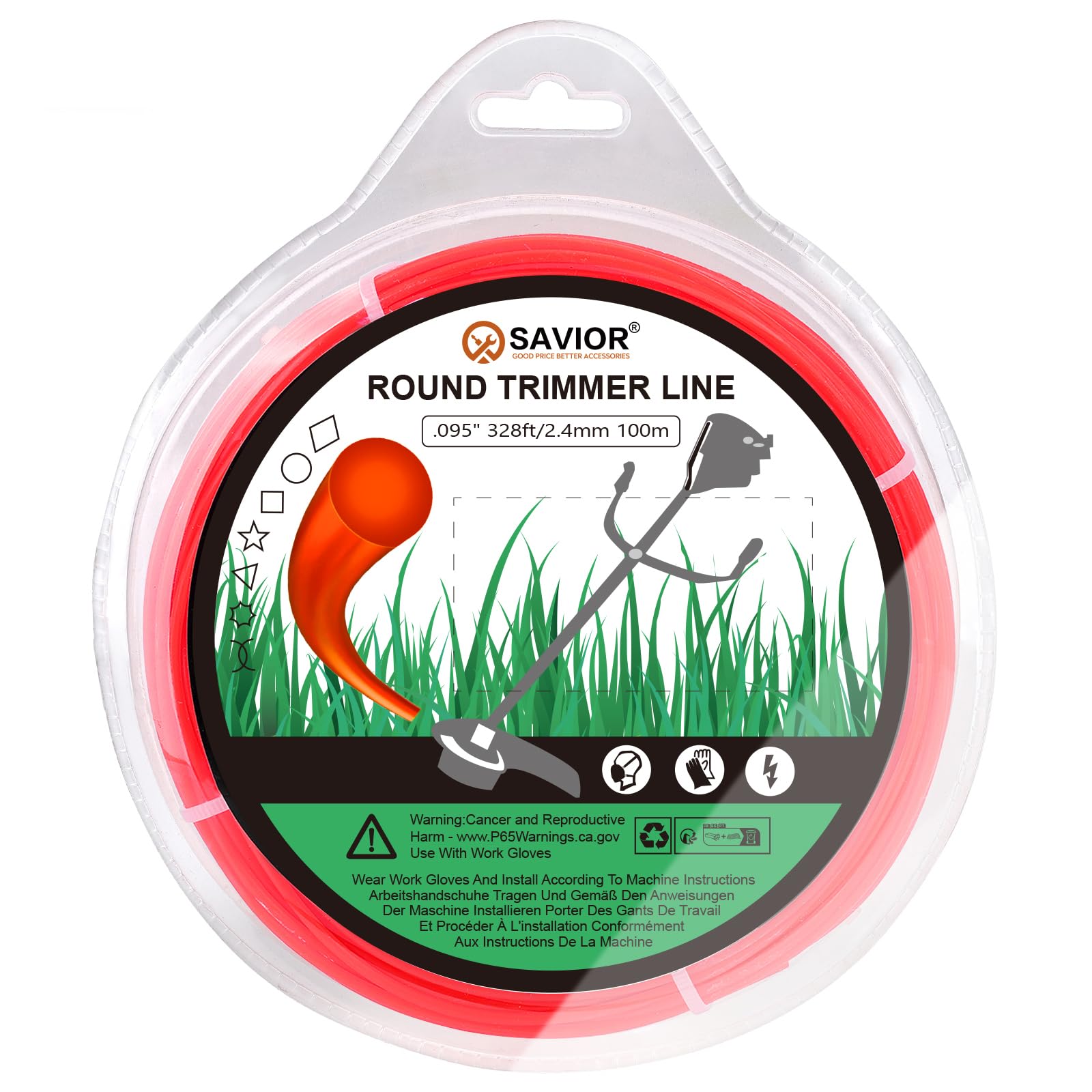 Savior 30M 2mm Strimmer Wire Universal String Trimmer Line Nylon Strimmer Cord 1.2mm 1.6mm 2.0mm 2.4mm 3.0mm Grass Strimming Cable for Garden Weeds Flower Beds (2mm x 30m Round) — view 9