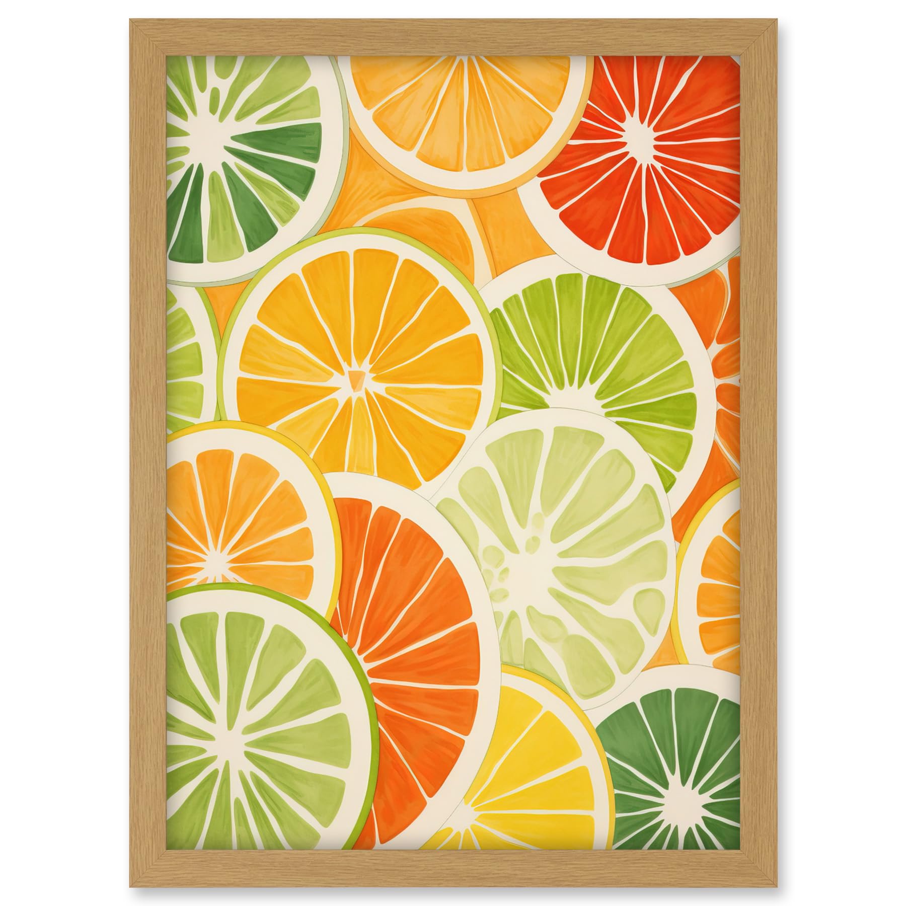 Artery8 Slices of Limes Oranges and Grapefruit Bright Watercolour Painting Kitchen Artwork Framed A3 Wall Art Print