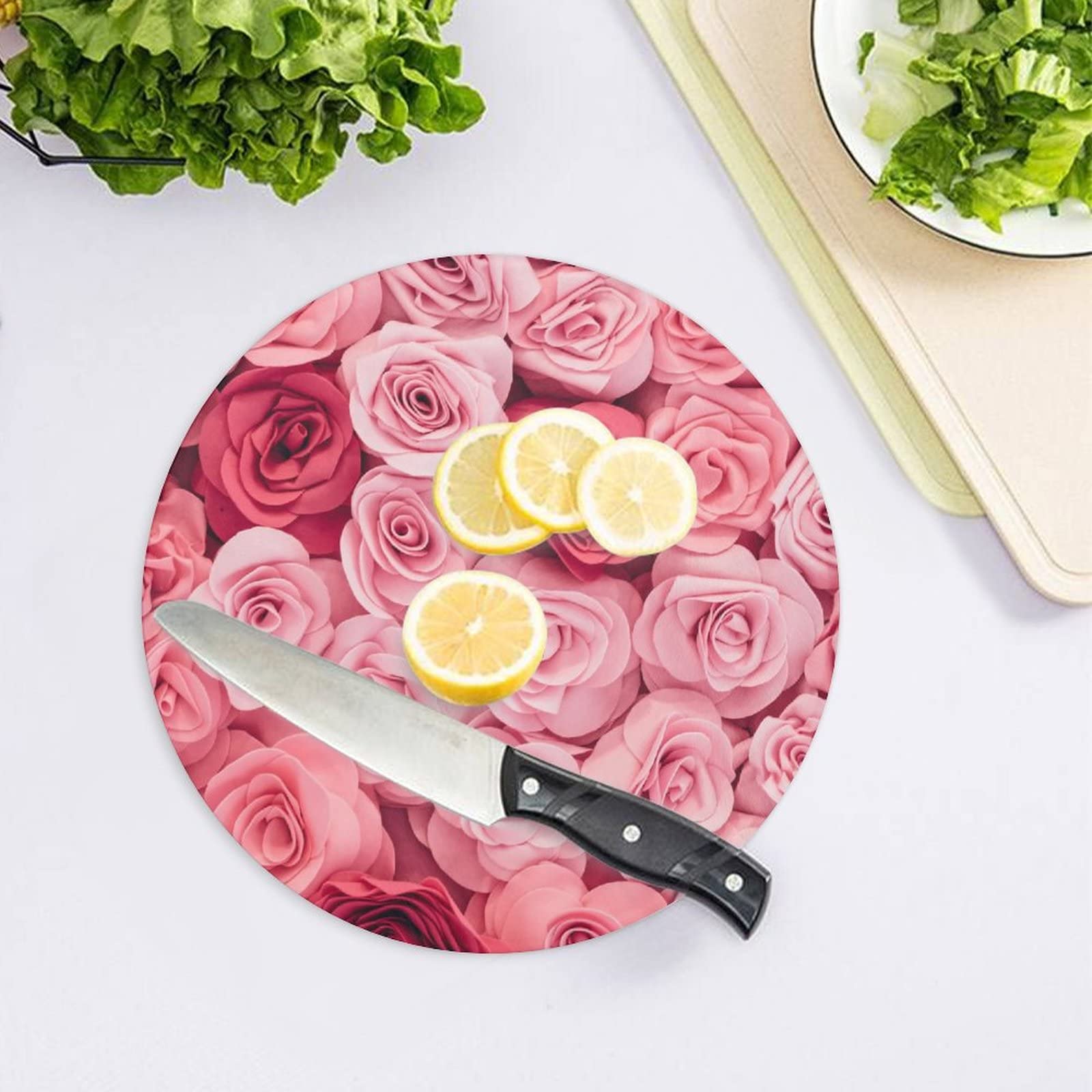 Tulup Planche De Cuisine En Verre 80x52 - Fleur Rose
