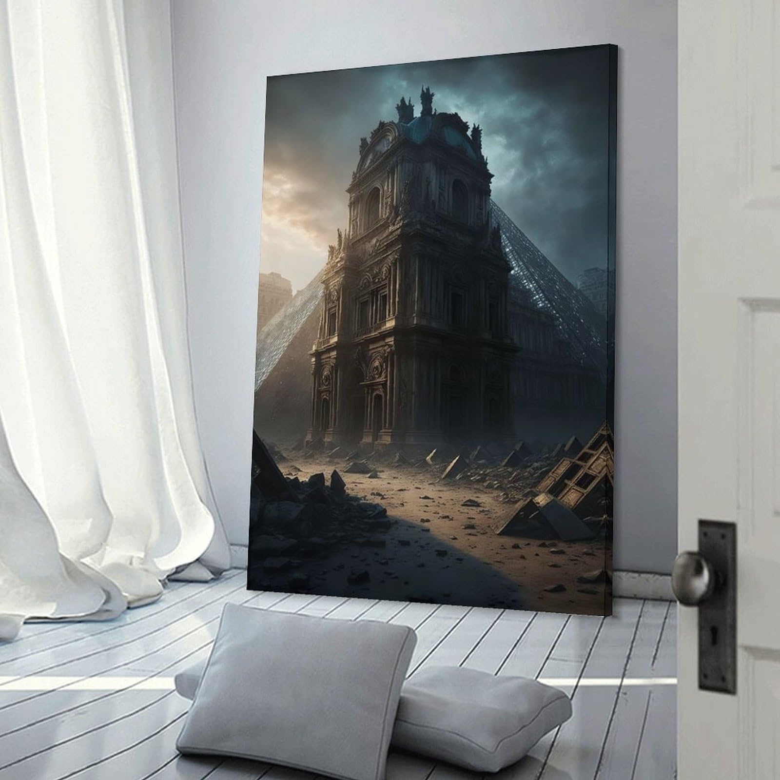 Junmoney Canvas Wall Decor Louvre Museum, 24x36inch(60x90cm), for Flats, Guest Rooms Or Compact Rooms, A Simple Refresh for Blank Walls