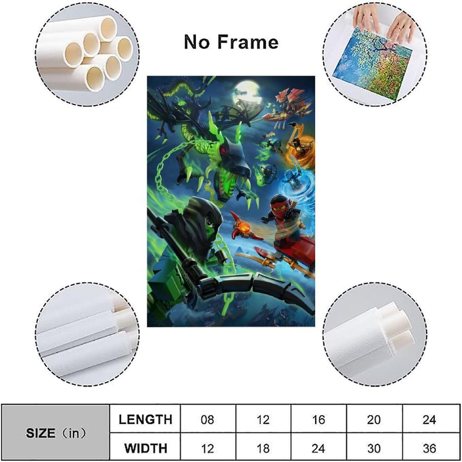 YHNGFDSKNB Ninjago Klassieke anime-serie canvasposter, muurkunst decoratief schilderij slaapkamer schilderij posters, 60 x 90 cm, frame-stijl YHNGFDSKNB Ninjago Klassieke anime-serie canvasposter, muurkunst decoratief schilderij slaapkamer schilderij posters, 60 x 90 cm, frame-stijl