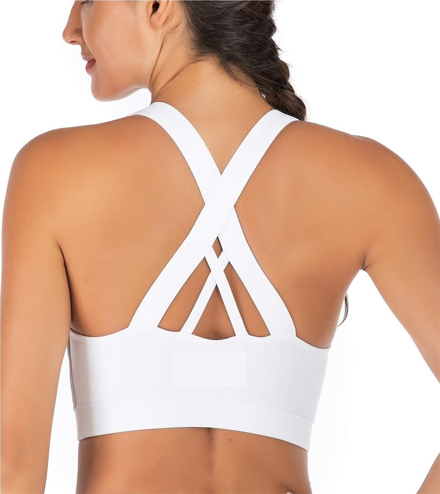 Sujetador Deportivo Mujer Sujetador Deportivo De Apoyo For Mujer, Copas Extraíbles Con Tirantes Acolchados Y Espalda Cruzada Sujetador Gimnasio(White,S)