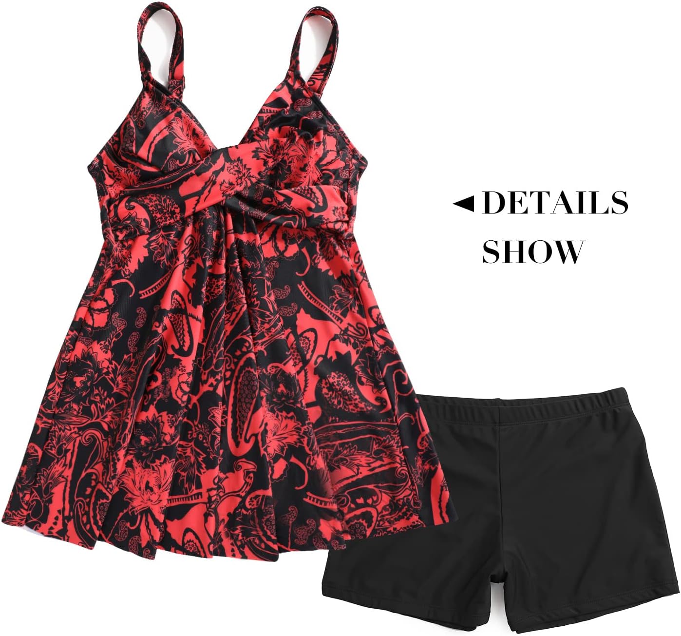 SEAFORM Women's Tankini Bathing Suits Two-Piece Tummy Control Swim Dress High Waist Printing Padded Swimsuits with Boyshorts - Image 7