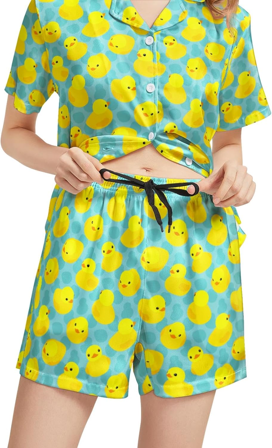 2 Piece Pjs Womens Button Down Pajamas Set Short Sleeve Soft Sleepwear - Image 3