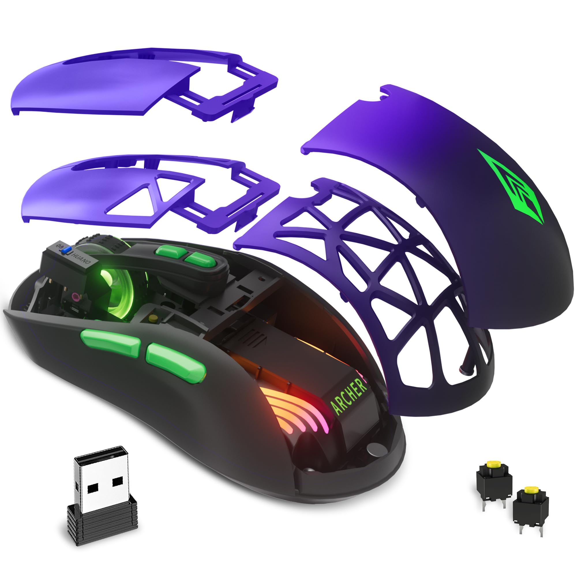 Archer Tech Lab Hawkeye Wireless Pro Gaming Mouse with PixArt PAW3311 Flagship Gaming Sensor, 300 IPS Tracking Speed, 35G Acceleration, 2.4GHz/ Bluetooth 5.3/ Wired, Adjustable DPI (1000-13800) 1000Hz