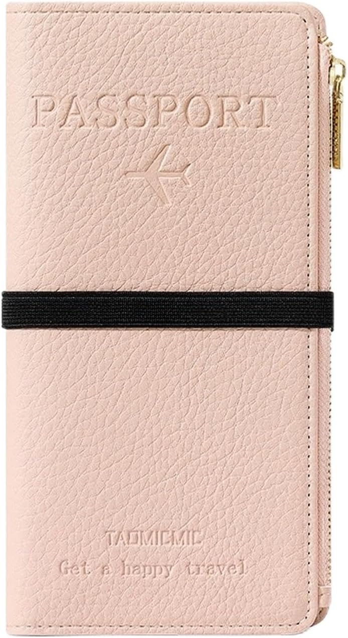 RFID-Blocking Leather Travel Wallet & Passport Holder with Zipper Pocket, Card Slots, and Phone Compartment – Waterproof Travel Organizer for Women & Men. TG-1 (Pink) RFID-Blocking Leather Travel Wallet & Passport Holder with Zipper Pocket, Card Slots, and Phone Compartment – Waterproof Travel Organizer for Women & Men. TG-1 (Pink)