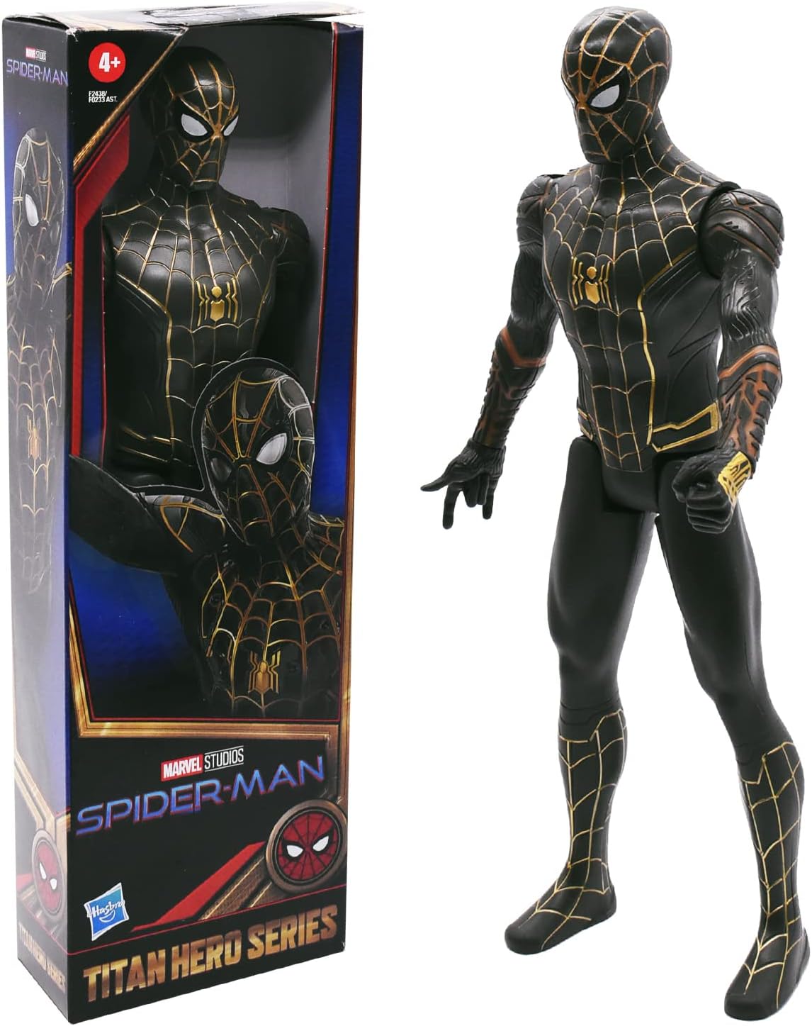 Tomicy Marvel Héroe Acción Figura, Figura de acción Traje Negro y Dorado de 30 cm de Marvel Titan Hero Series, Inspirado en la película, Niños a Partir de 4 Años