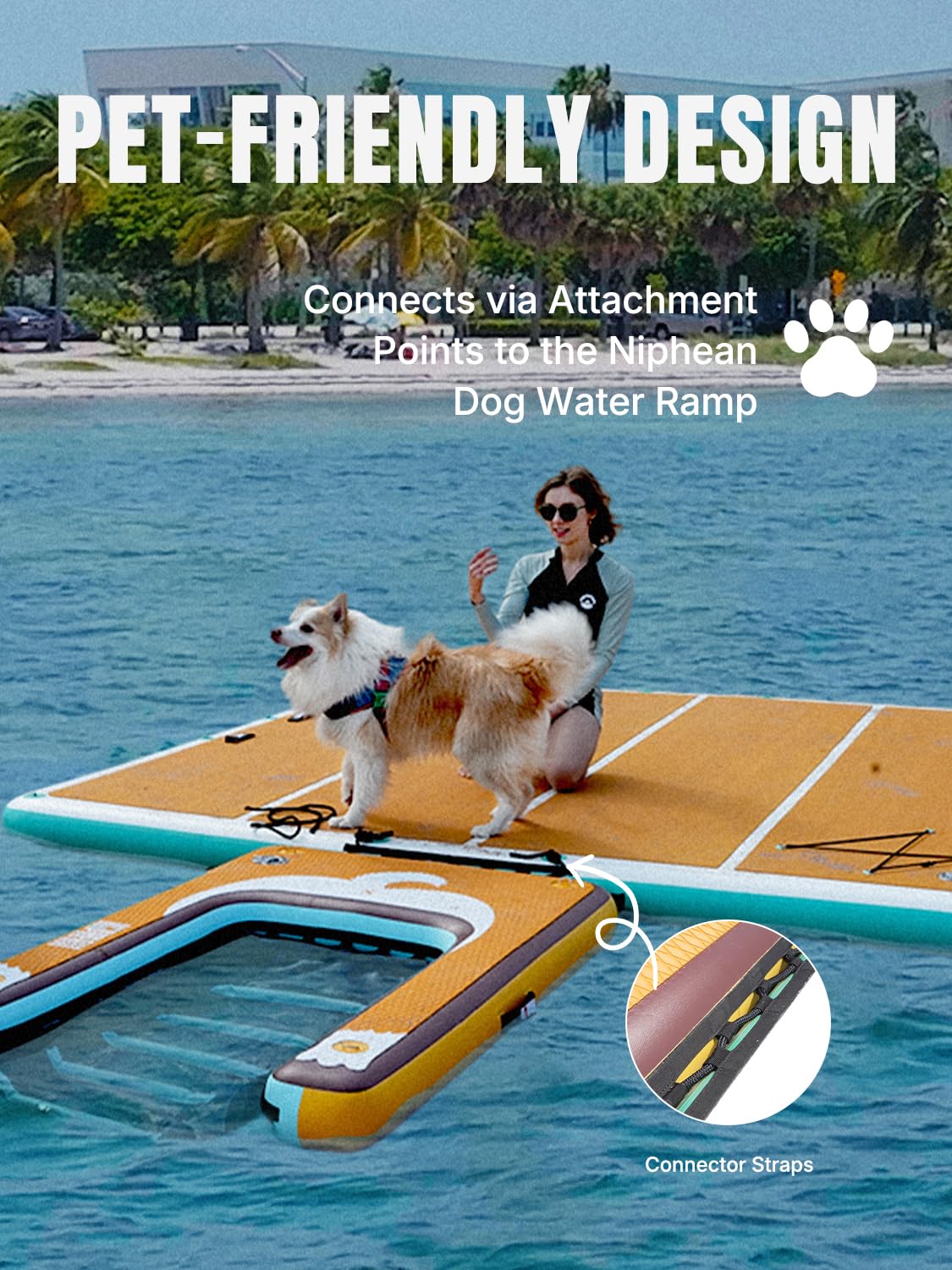 Niphean Materassino Mare 305cm per 5–6 Persone e Amici, Facile Gonfiaggio/Sgonfiaggio, Piattaforma Galleggiante Facilmente Trasportabile, Superficie Antiscivolo per Piscina, Lago, Spiaggia e Mare