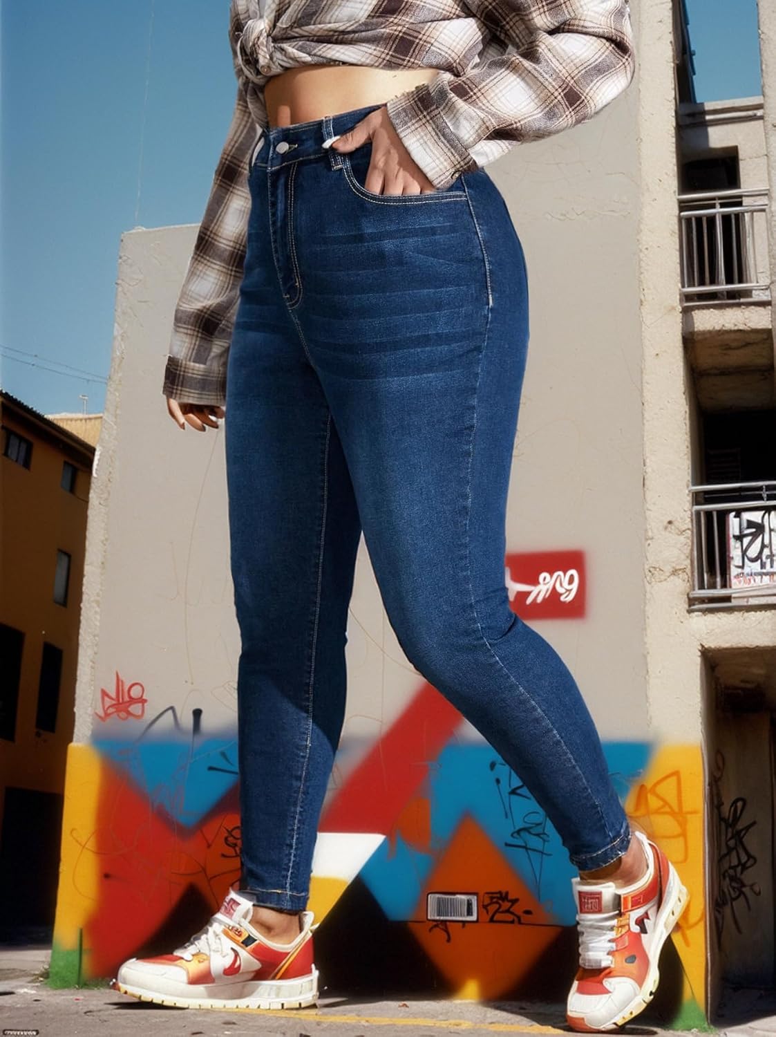 Plus Size Casual Work High-Rise Skinny Jeans - Image 2