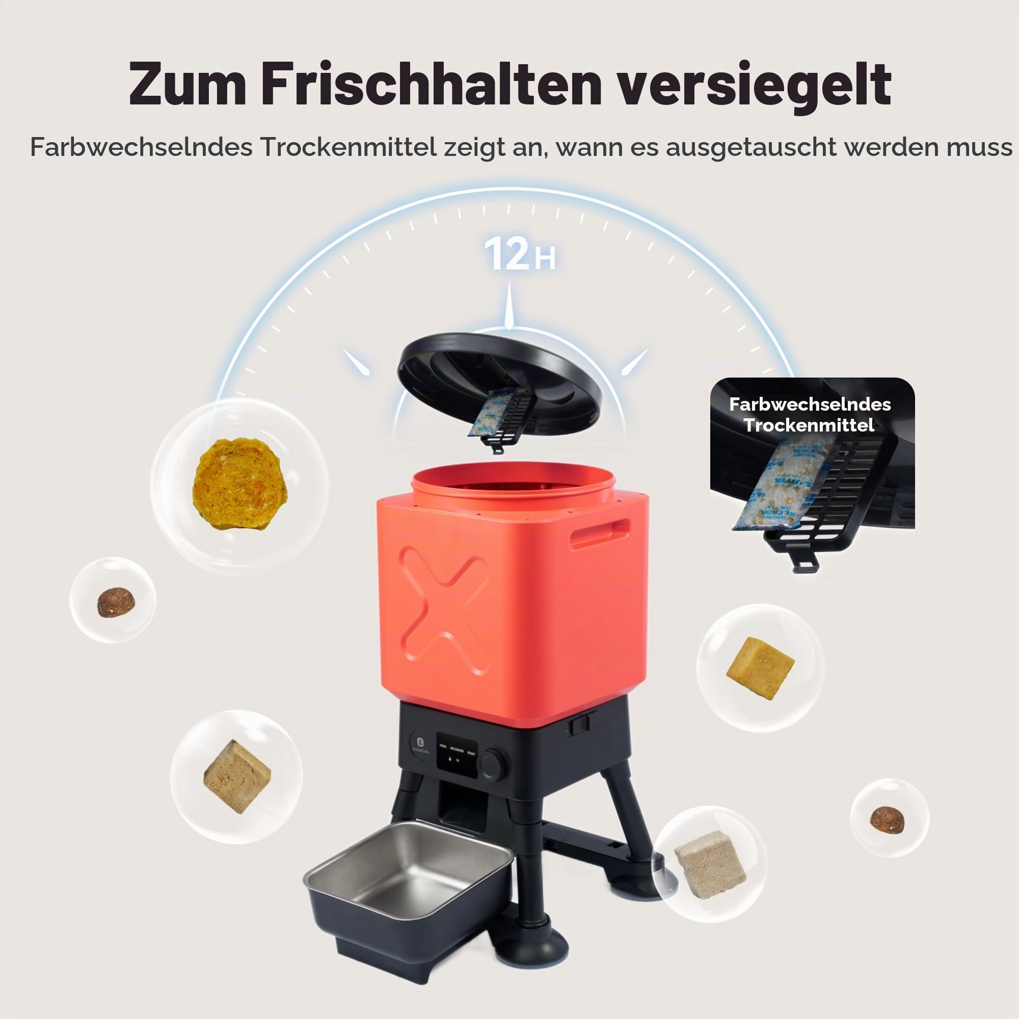 14L Automatischer Hundefutterautomat für große Rassen – Extra große Kapazität, Anti-Blockade, zeitgesteuerter automatischer Hundefutterspender, Dual-Stromversorgung, Edelstahl-Napf
